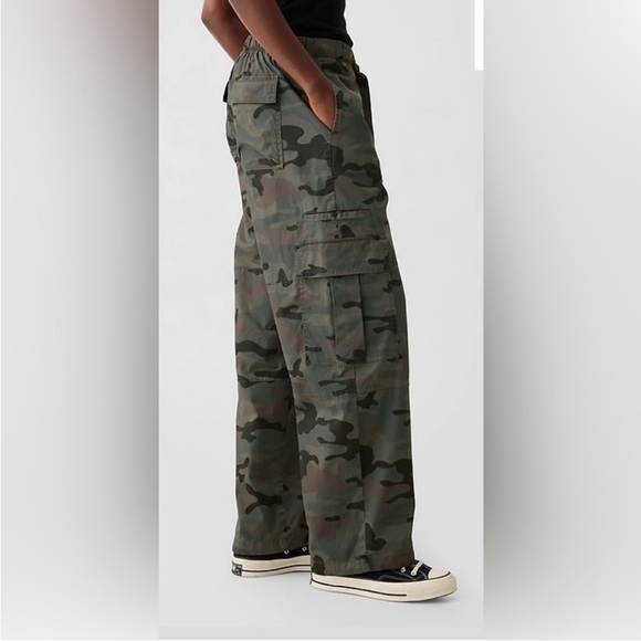 GAP Fine Twill Green Camo Street Wear Baggy Wide Leg Oversized Cargo Pants XL - Picture 4 of 4